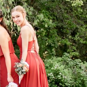 Azazie Aaida Terracotta Bridesmaids Dress XS/00 worn once dry cleaned. Corset